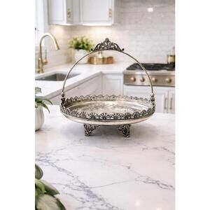 Antique Silver Plate Footed Bridal  - American S.P. Co 501 - Floral Decor